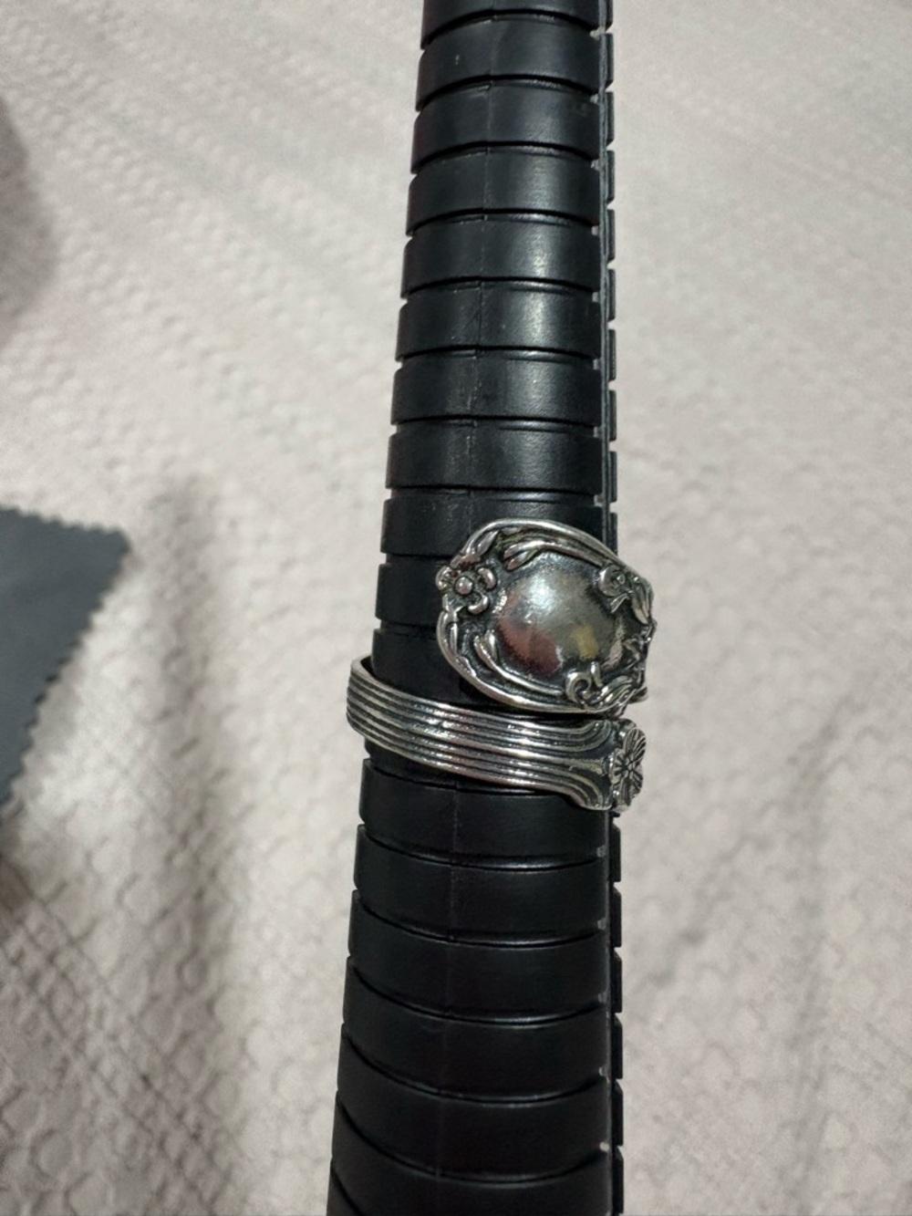 Vintage Sterling Silver Floral Spoon Ring - Adjustable - Picture 6 of 6